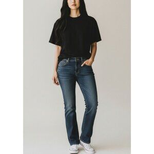 Silver Jeans Womens Size 27 Dark Wash Denim Straight Leg Mid-Rise Relaxed Fit Cl